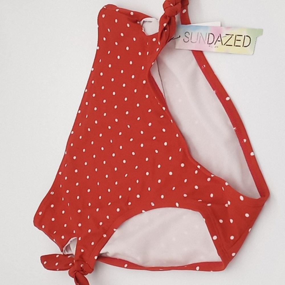 Sundazed Polka Dot Print Cutout Side-Tie Bikini Bottoms Terracotta L